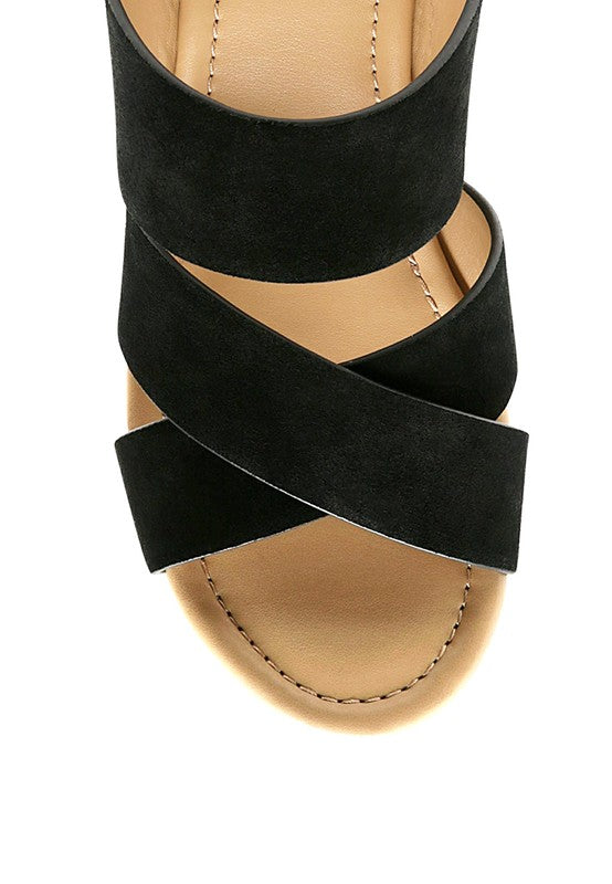 GERD BLOCK HEELED SUEDE SLIP-ON SANDAL - Scarvesnthangs