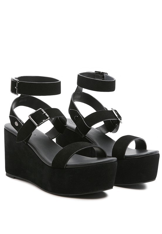 RAG&CO PORTIA LEATHER WEDGE SANDAL - Scarvesnthangs