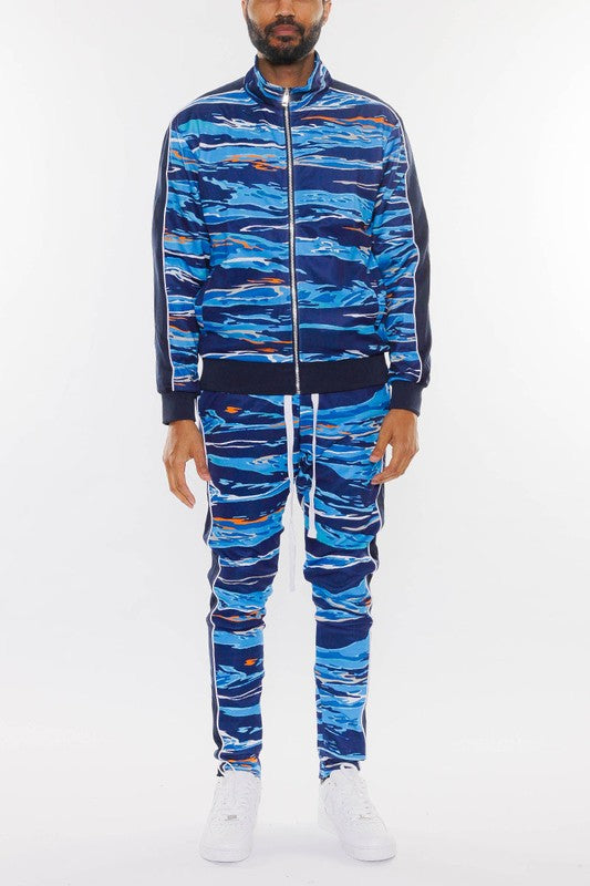 MENS PRINT FULL ZIP TRACK SUIT SET - Scarvesnthangs