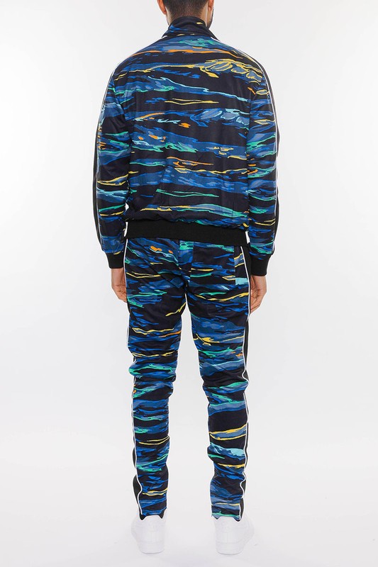 MENS PRINT FULL ZIP TRACK SUIT SET - Scarvesnthangs