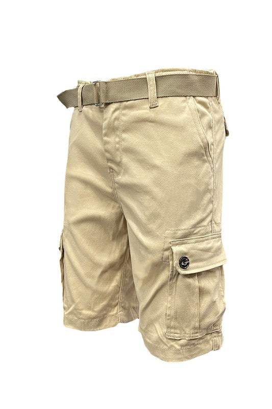 Weiv Mens Belted Cargo Shorts Pockets and Belt - Scarvesnthangs