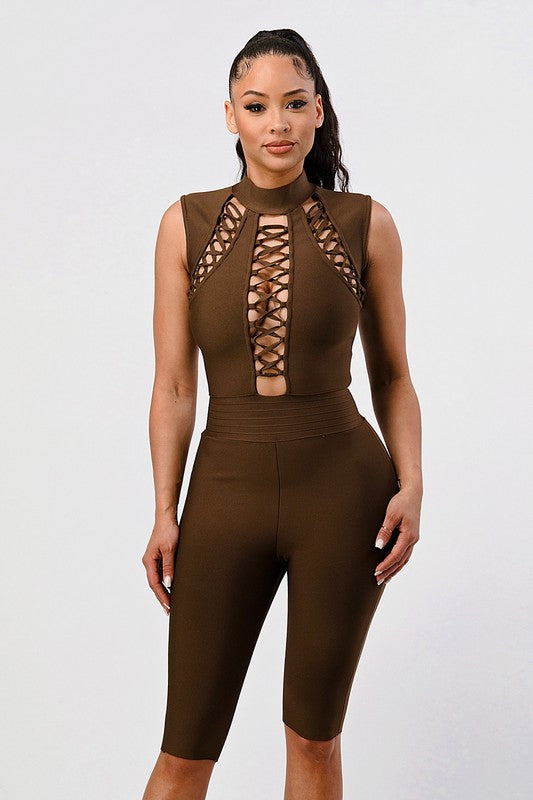 Criss Cross Sexy Bandage Romper - Scarvesnthangs