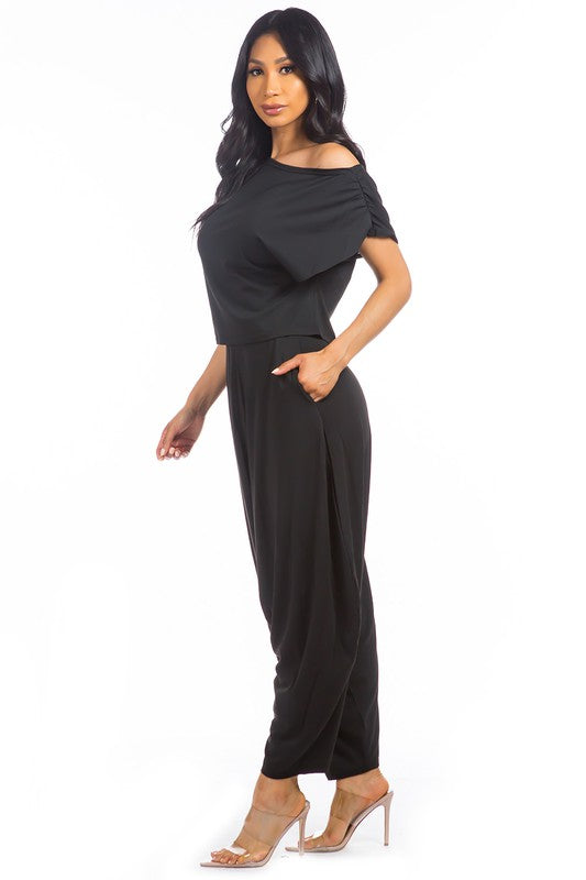 Short Sleeve Two Piece Set - Black - Scarvesnthangs