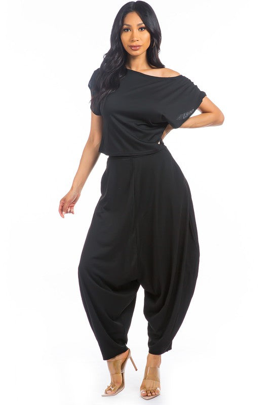 Short Sleeve Two Piece Set - Black - Scarvesnthangs