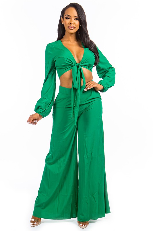 Two Piece Wide Leg Pants Set - Scarvesnthangs