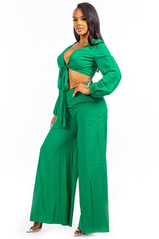 Two Piece Wide Leg Pants Set - Scarvesnthangs