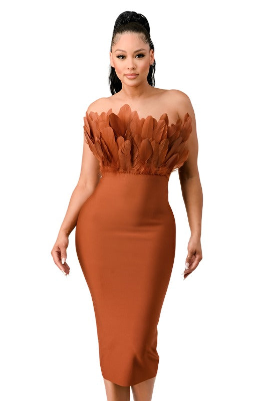 Feather Bandage Cocktail Dress - Scarvesnthangs
