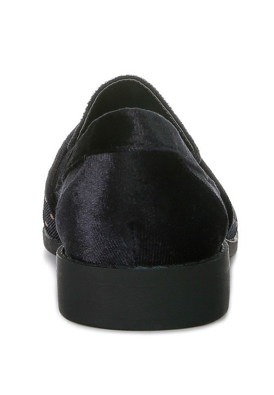 Walkin Stud Detail Velvet Loafers - Scarvesnthangs