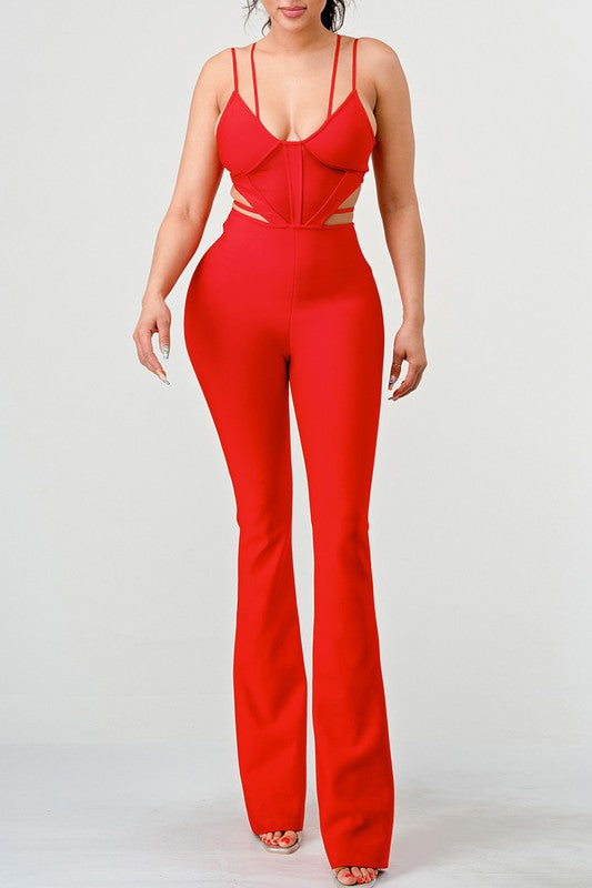 Double Spaghetti Strap Bodycon Jumpsuit - Scarvesnthangs