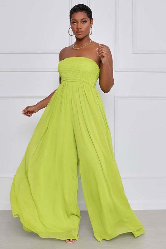 Wide Leg Strapless Jumpsuit - Scarvesnthangs