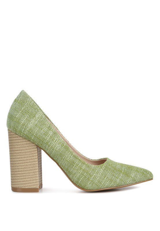 Elsie Canvas Block Heel Pumps - Scarvesnthangs