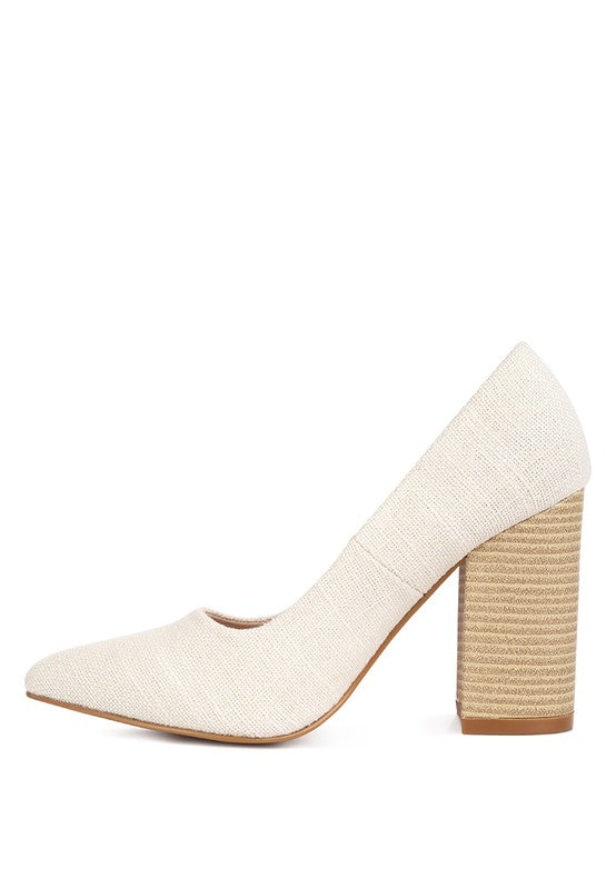 Elsie Canvas Block Heel Pumps - Scarvesnthangs