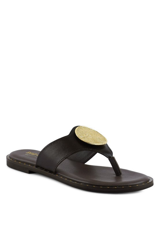 KATHLEEN Embellished Slip-On Thong Sandals - Scarvesnthangs