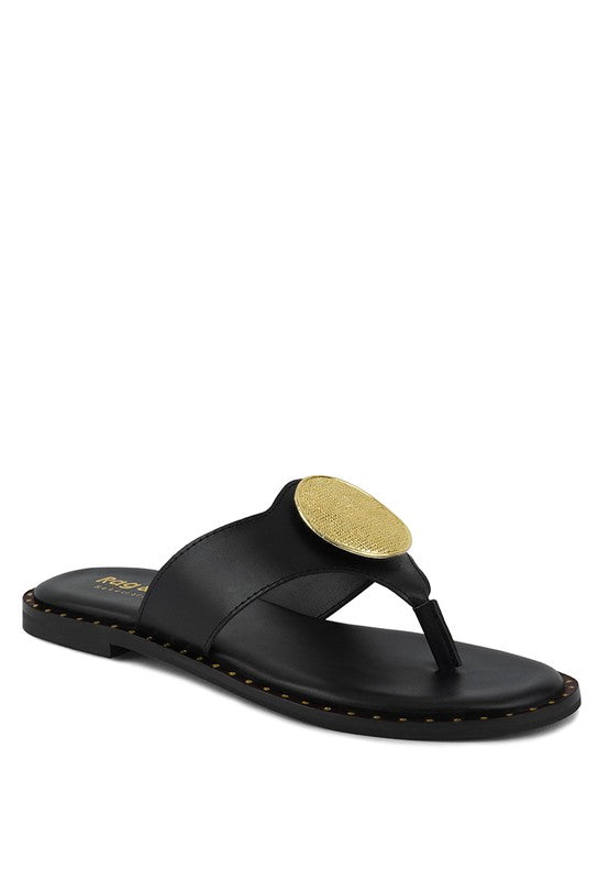 KATHLEEN Embellished Slip-On Thong Sandals - Scarvesnthangs