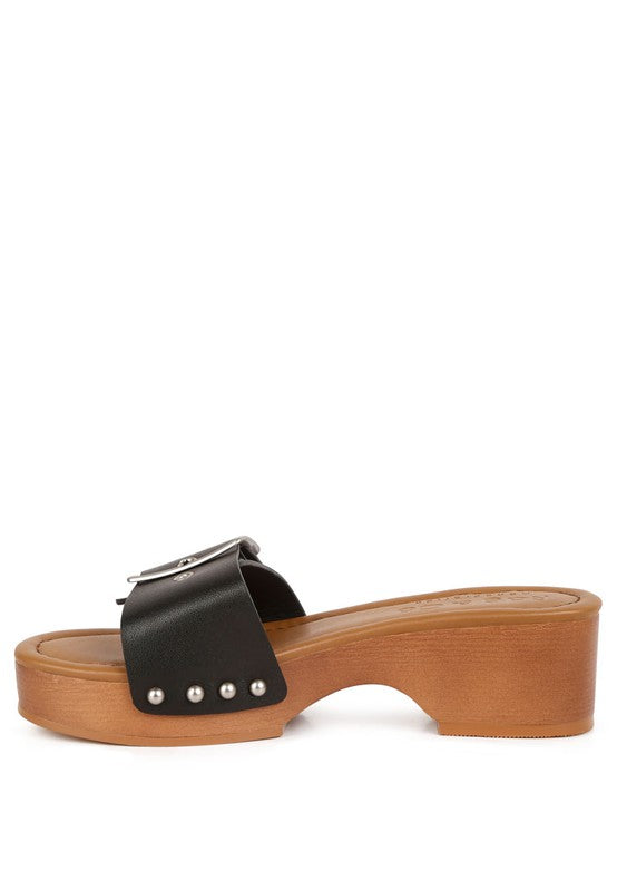 Mindy Buckle Strap Leather Slip Ons - Scarvesnthangs