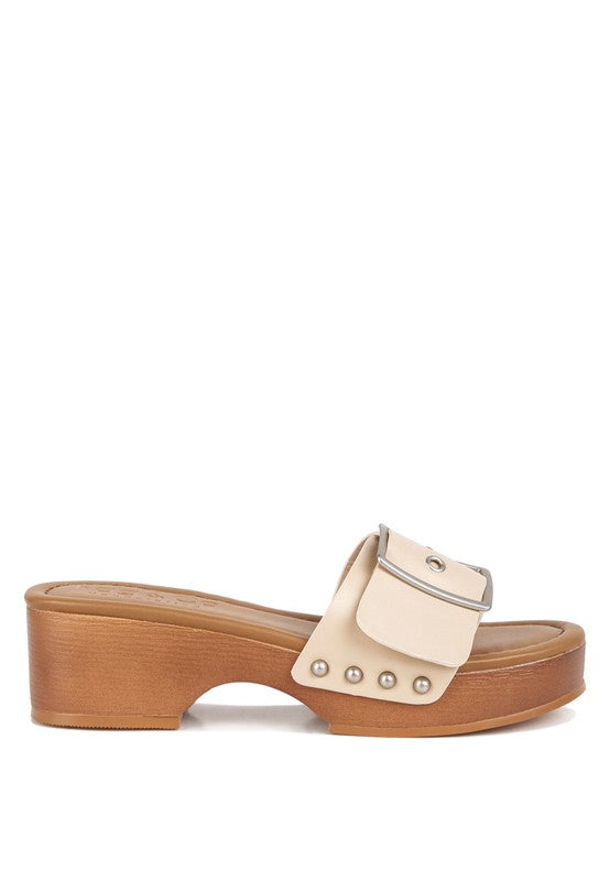 Mindy Buckle Strap Leather Slip Ons - Scarvesnthangs