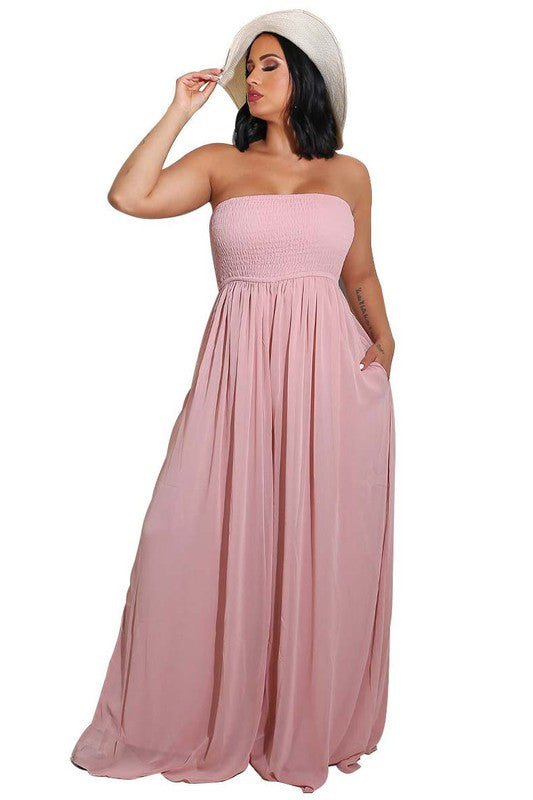 Wide Leg Strapless Jumpsuit - Scarvesnthangs