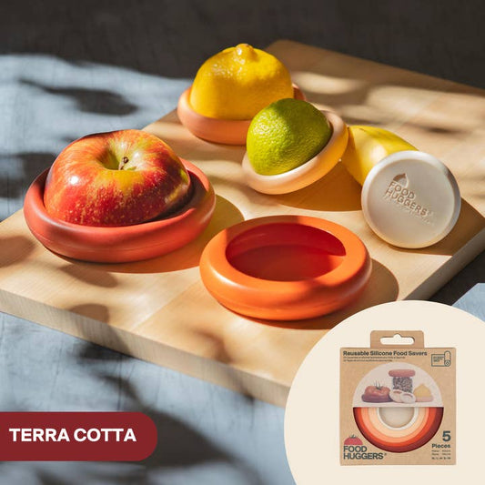 Terra Cotta Food Huggers – Set of 5 Reusable Silicone Food Savers