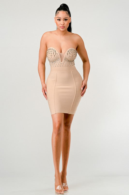 Beaded Embellished Bandage Dress - Scarvesnthangs