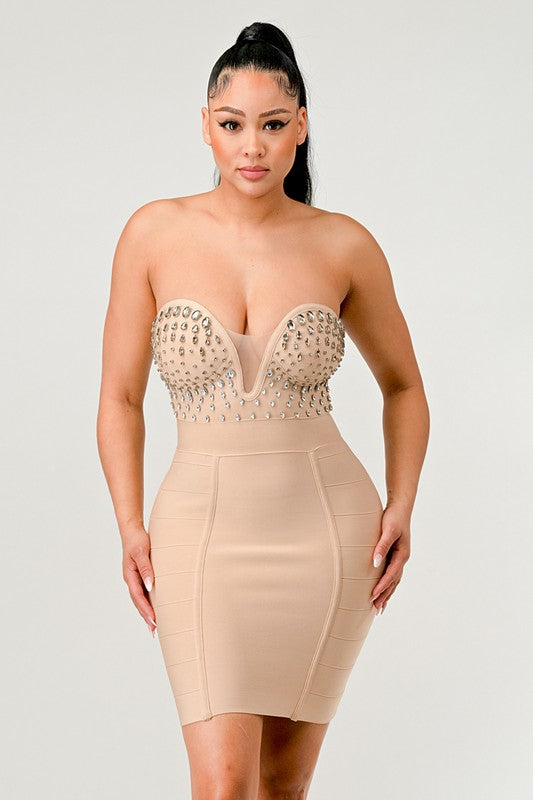 Beaded Embellished Bandage Dress - Scarvesnthangs