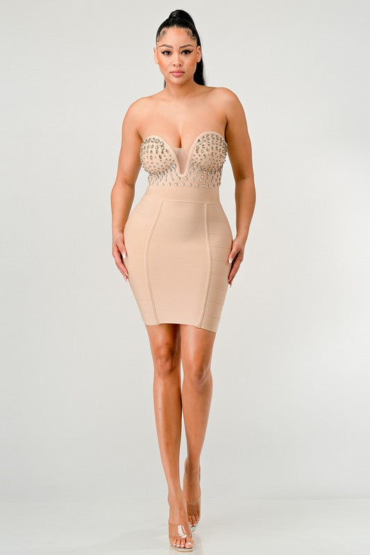 Beaded Embellished Bandage Dress - Scarvesnthangs