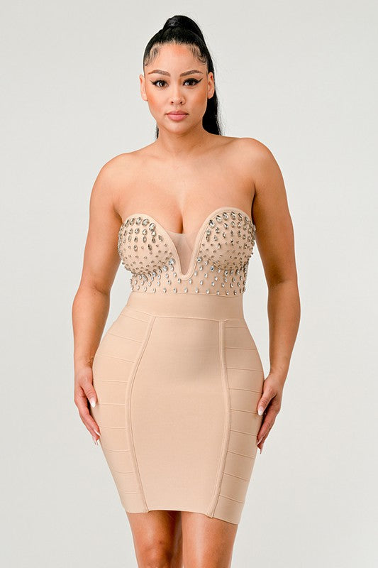 Beaded Embellished Bandage Dress - Scarvesnthangs