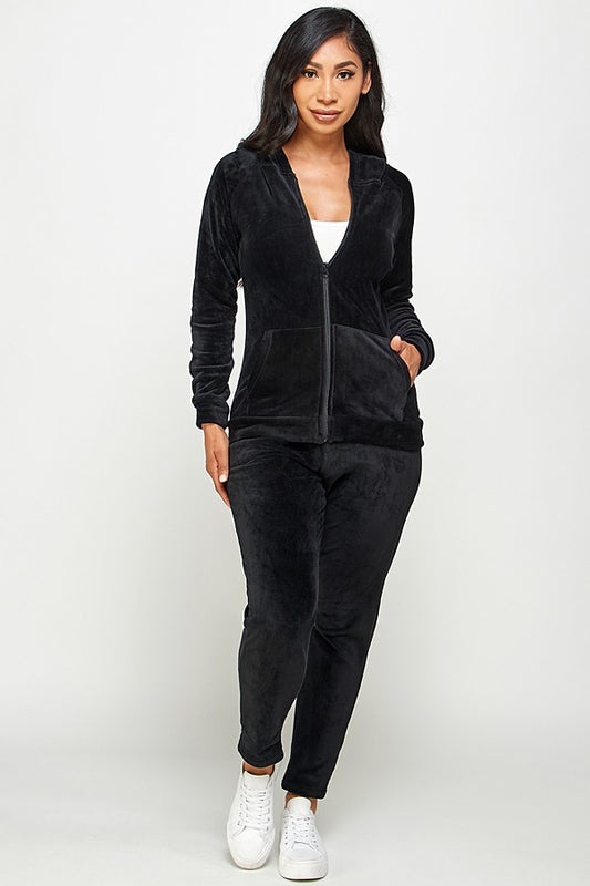 Two-piece Velour Tracksuit Set