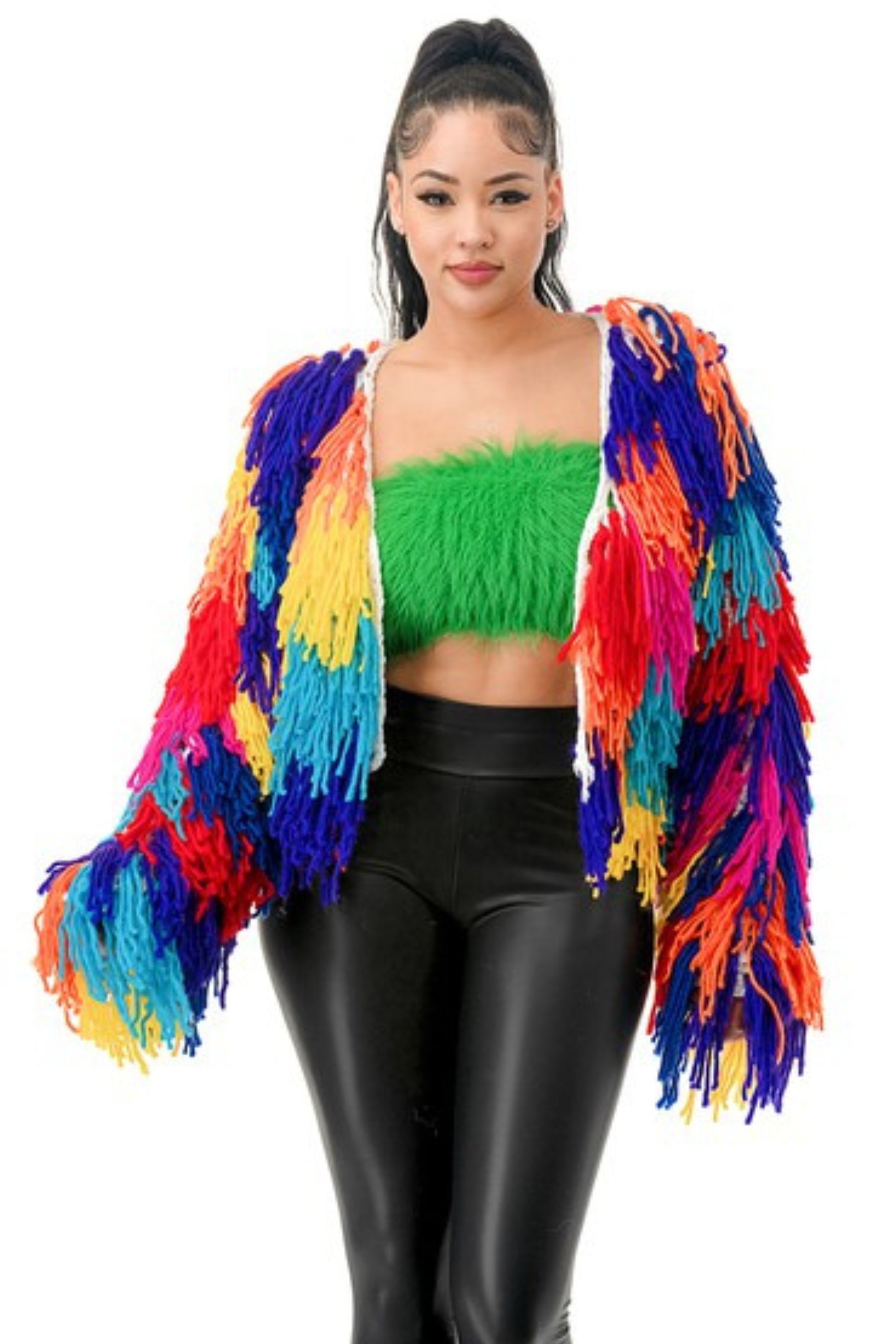Wildest Dreams Shaggy Knit Fringe Multicolor Cardigan - Scarvesnthangs