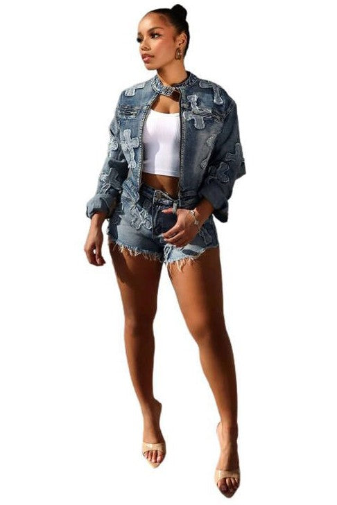 Denim Two Piece Set - Scarvesnthangs