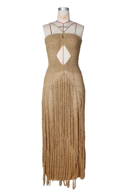Strapless Knit Maxi Dress With Side Slit