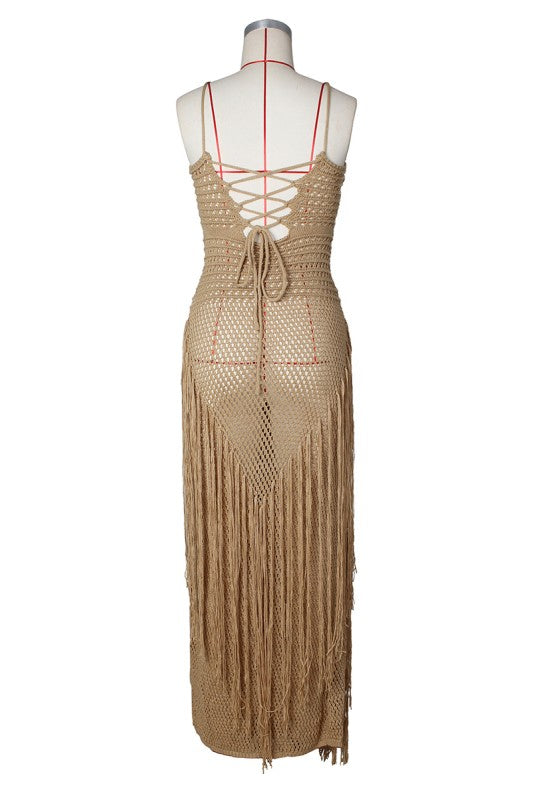 Strapless Knit Maxi Dress With Side Slit
