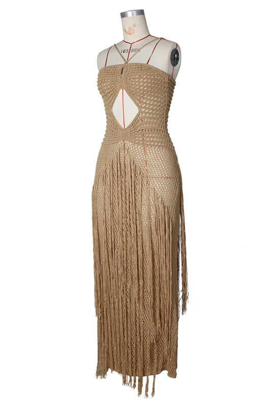 Strapless Knit Maxi Dress With Side Slit