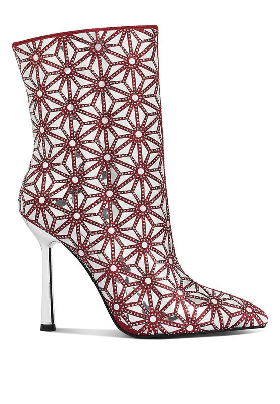 Precious Mirror Embellished High Ankle Boots - Scarvesnthangs