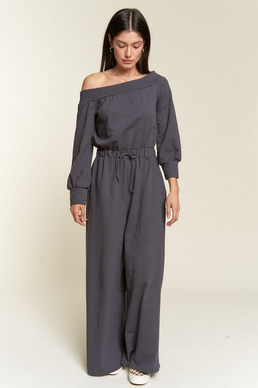 One Shoulder Terry Jumpsuit - Scarvesnthangs