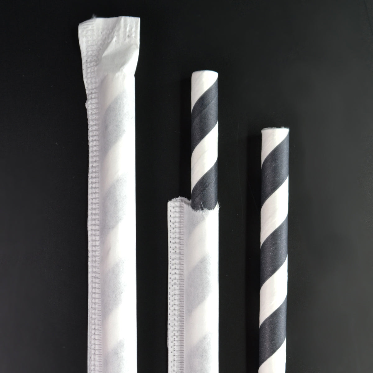 Black & White Striped Paper Straws – Eco-Friendly & Durable (50-Count)