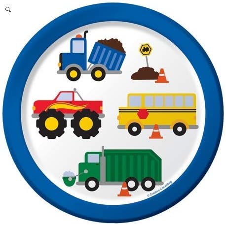 188 Piece 1st Birthday Boy Blue Traffic Jam Bundle Tableware Party Supply Set