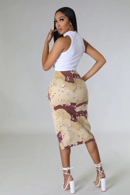 Combat Cargo Pencil Skirt in Desert Camo - Scarvesnthangs