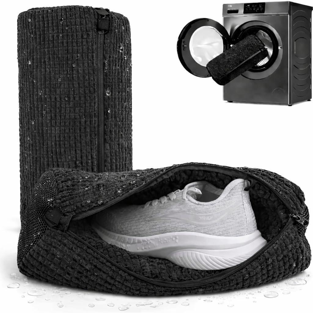 Shoe Washing Machine Bag 2 Pack for Washer & Dryer – Thick Padded Sneaker Laundry Bags with Mesh Panels & Zipper Protective Shoe Washer Bag for Running & Gym Shoes