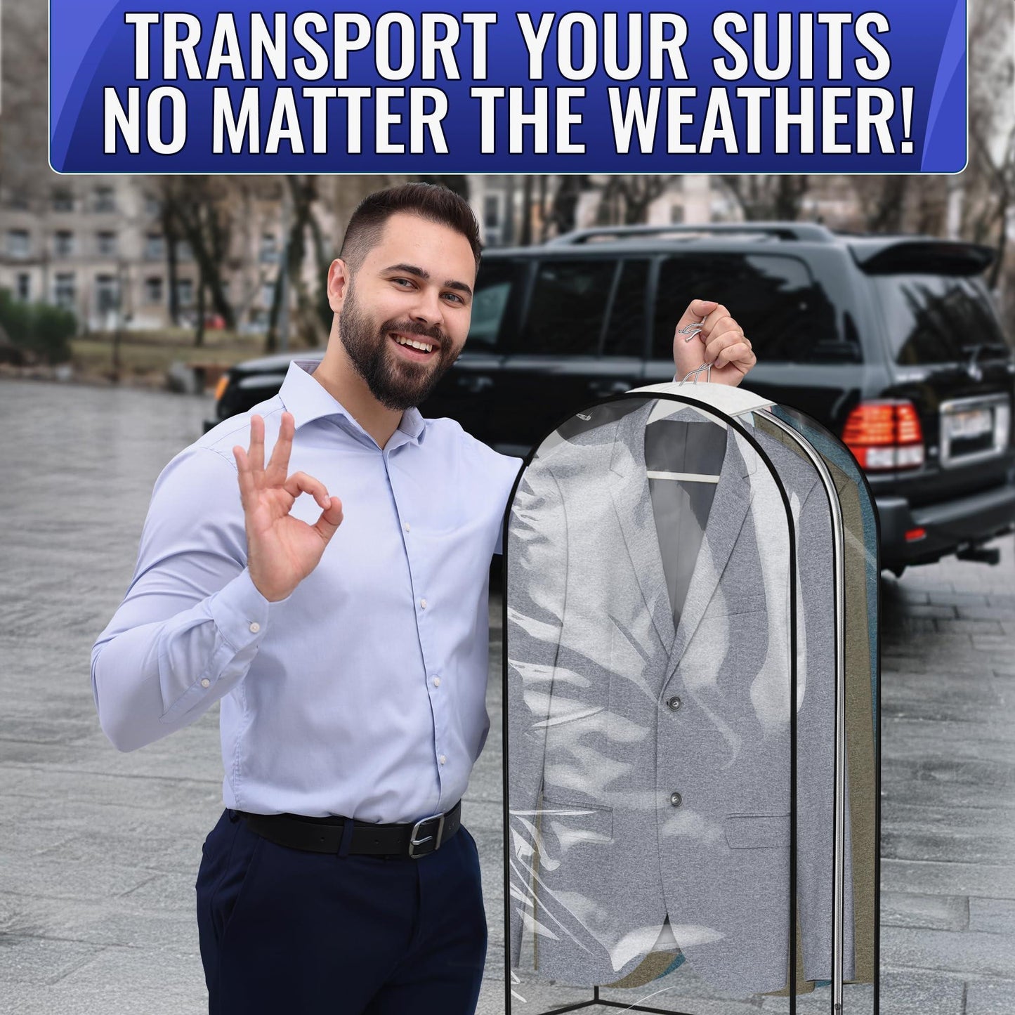 4 Pcs Clear Garment Bags for Hanging Clothes – Dust Proof Suit Bags for Closet Storage (40 x24 x10 ) with Zipper Sides – Designed for Travel & Organization Protects Clothes & Keeps Them Ready to Wear