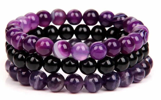 WFJ Black Obsidian Hematite Triple Protection Bracelet 10MM beads Set Blue Tiger Eye Beads Bracelets Lava Stone bracelets for Men Women