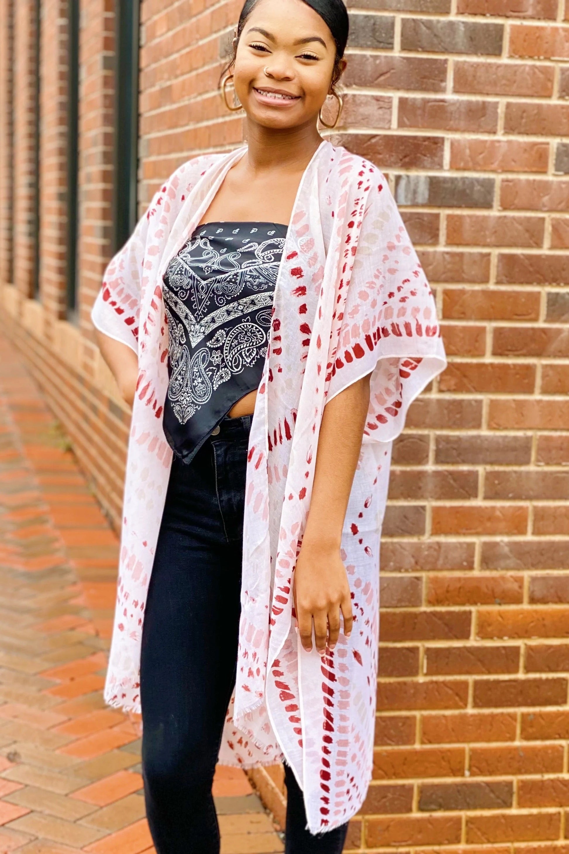 Boho Brush Stroke Kimono-3