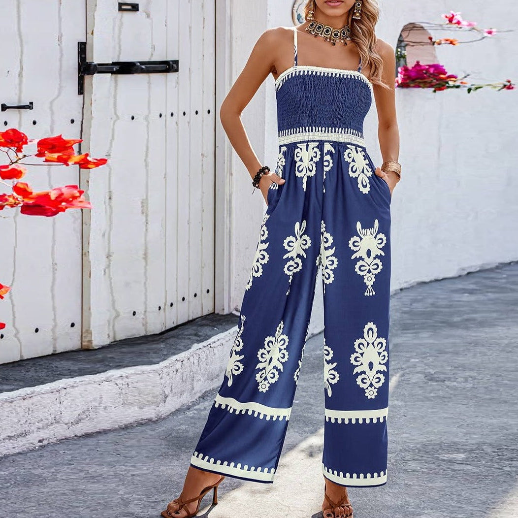 Strapless Print Jumpsuit with Pockets – Effortless Style, All-in-One Look