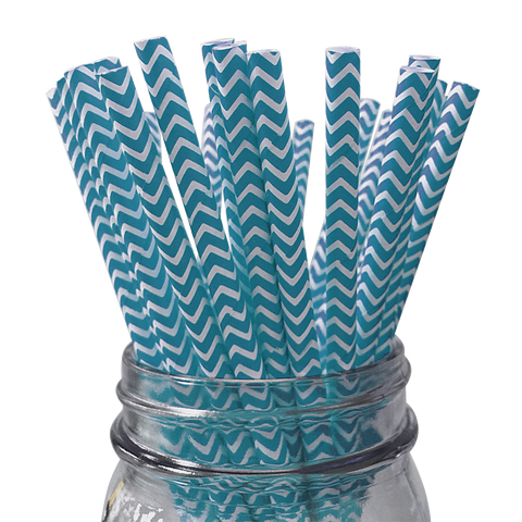 Blue & White Chevron Eco-Friendly Paper Straws
