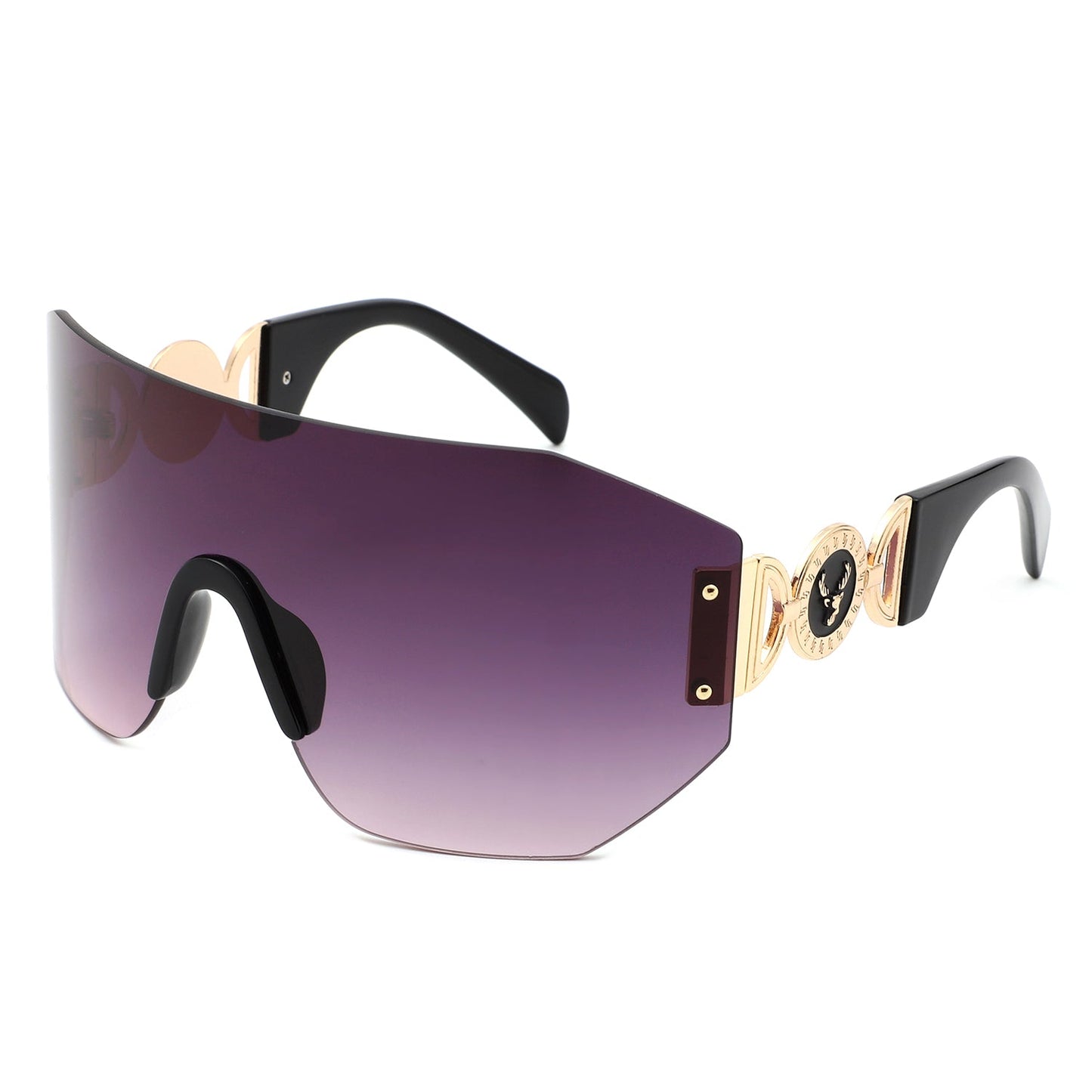 Brio - Oversized Bold Square Retro Rimless Sunglasses-5