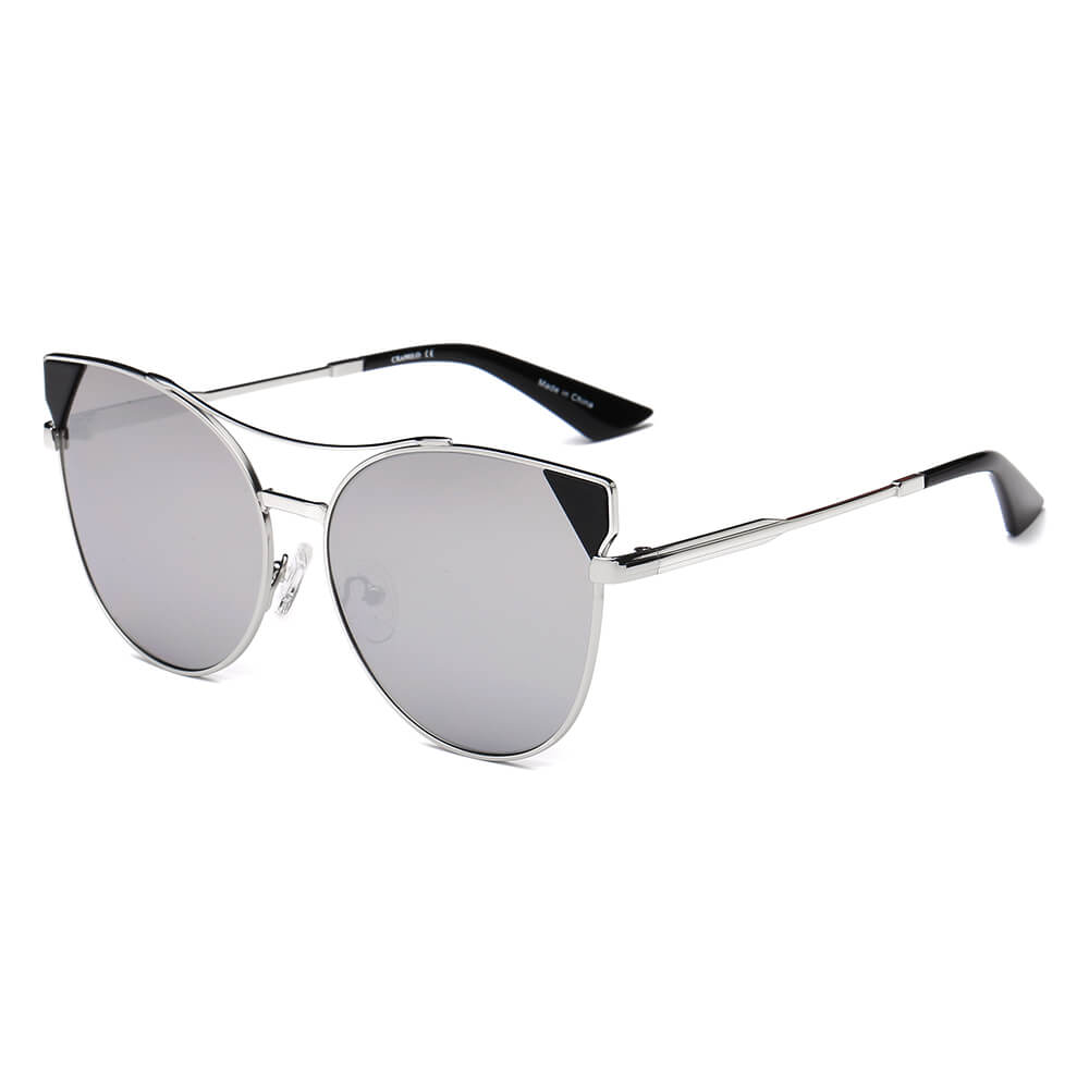 Aspen - Women Trendy Mirrored Lens Cat Eye Sunglasses-7