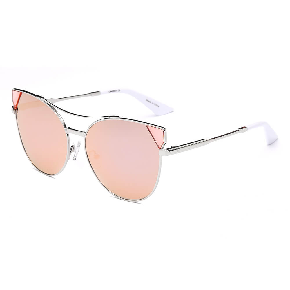 CLARCKSTON | Women's Trendy Mirrored Lens Cat Eye Sunglasses-5