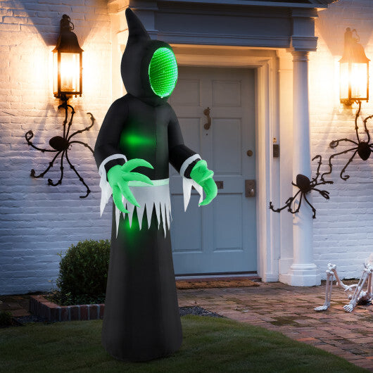 8 Feet Giant Halloween Inflatable Ghost with Built-in LED Lights and Mirror Face