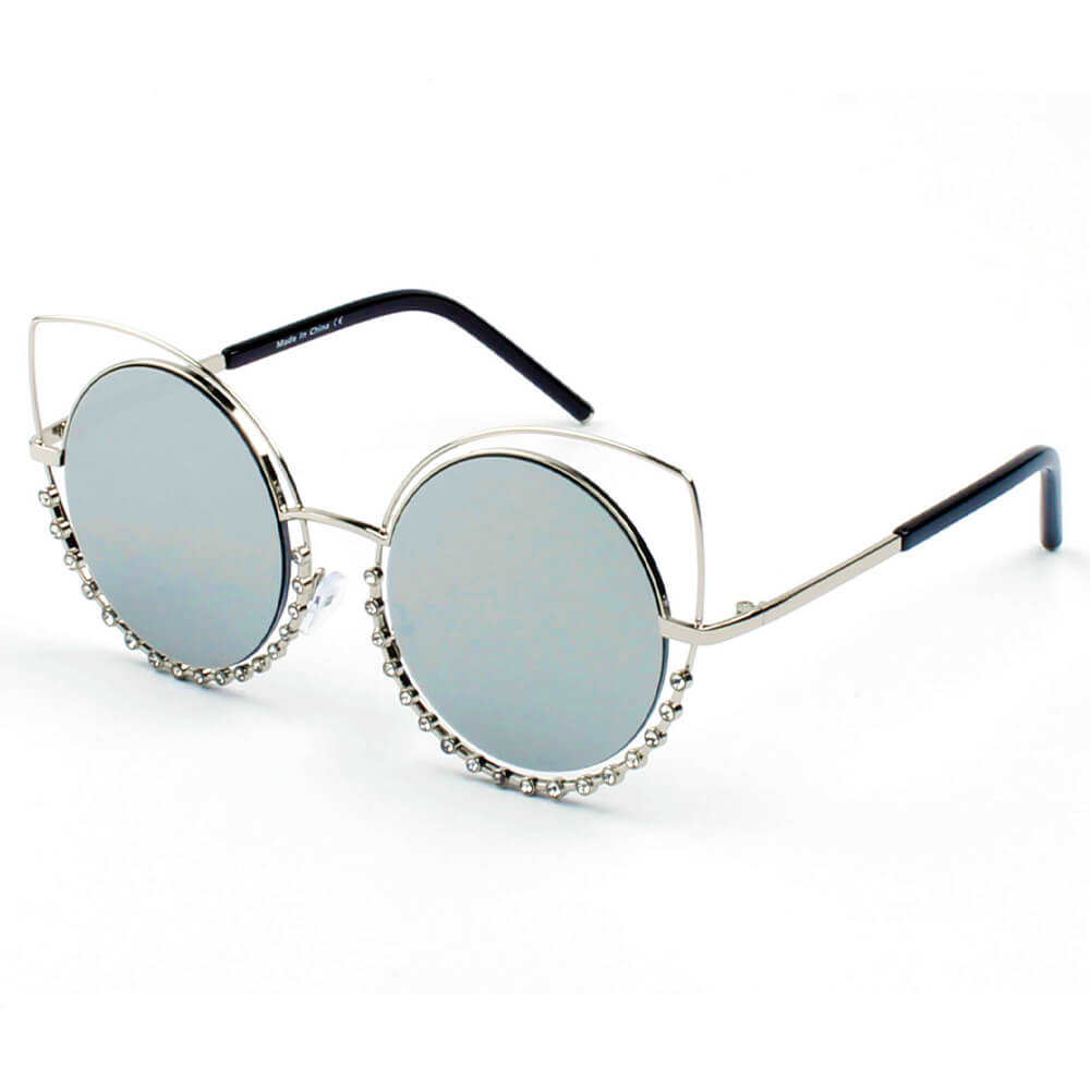 Holland - Pearl-Studded Cut-Out Cat Eye Princess Sunglasses-7