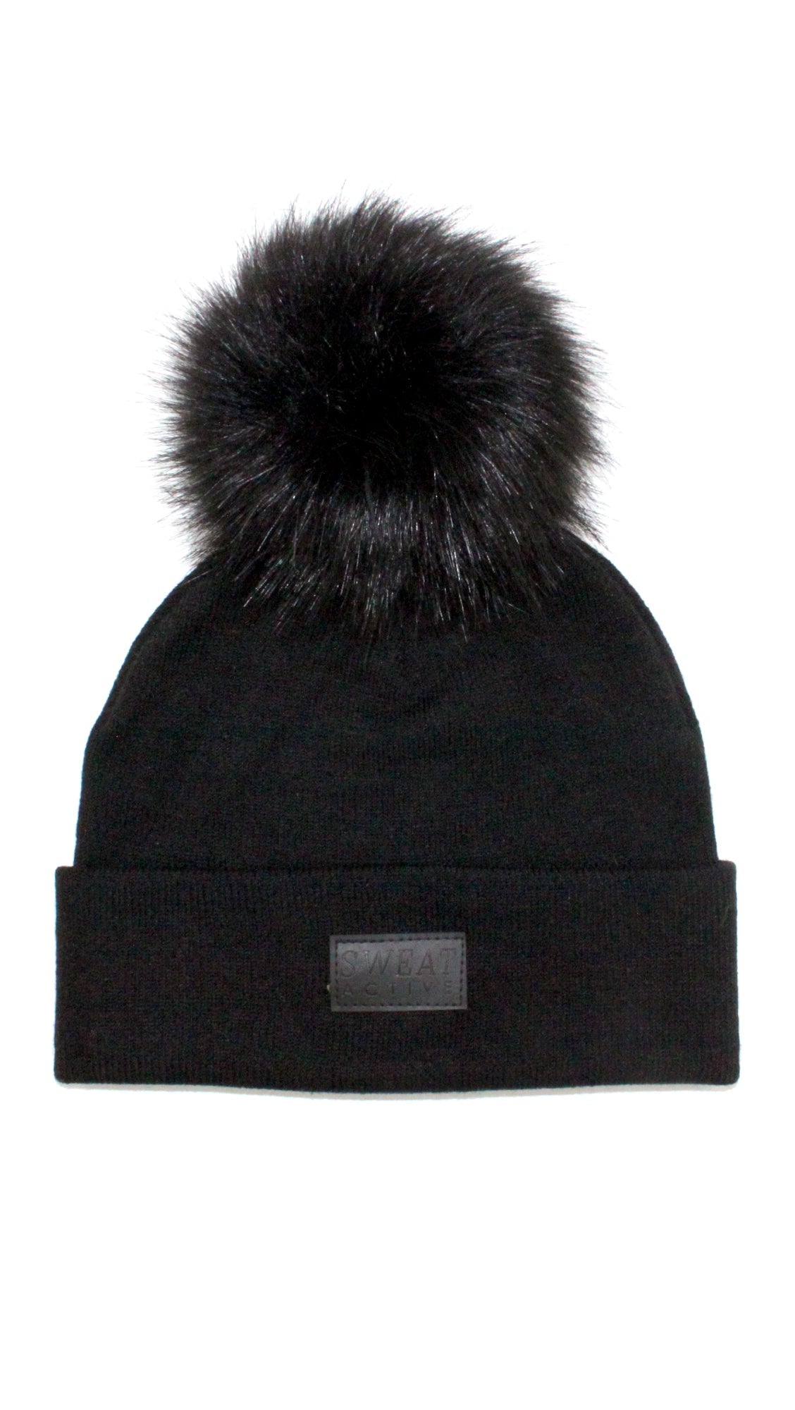 Fur Pom Beanie Hat - Black-0