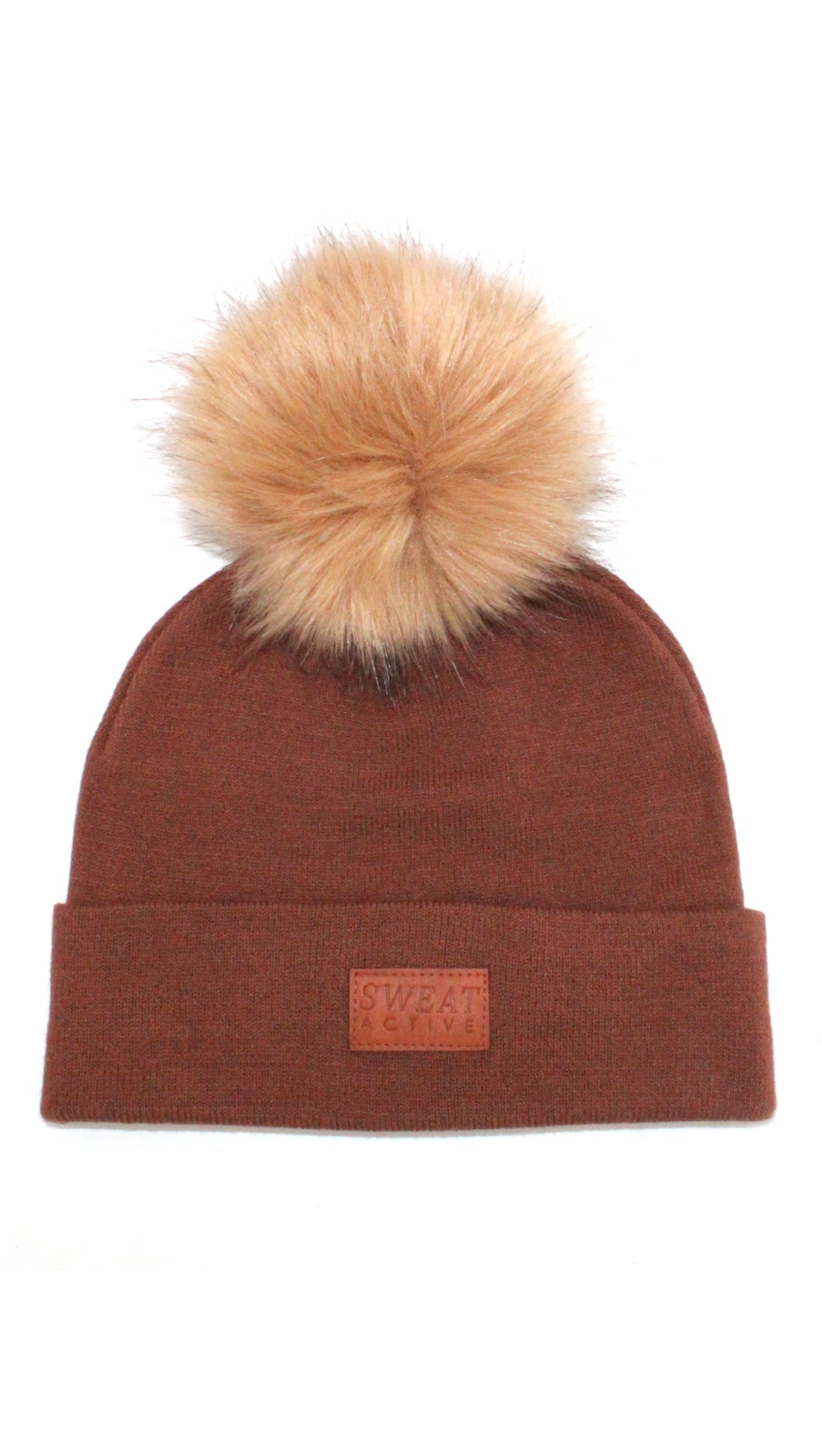 Fur Pom Beanie Hat - Clay-0